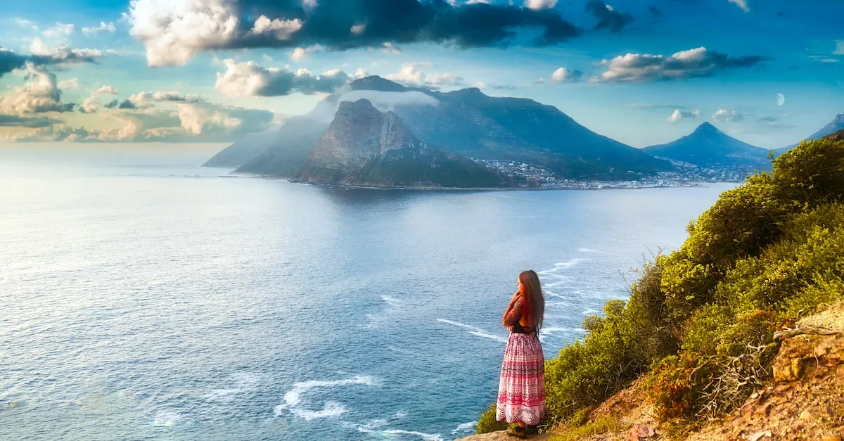 View of Houtbay with girl in the foreground